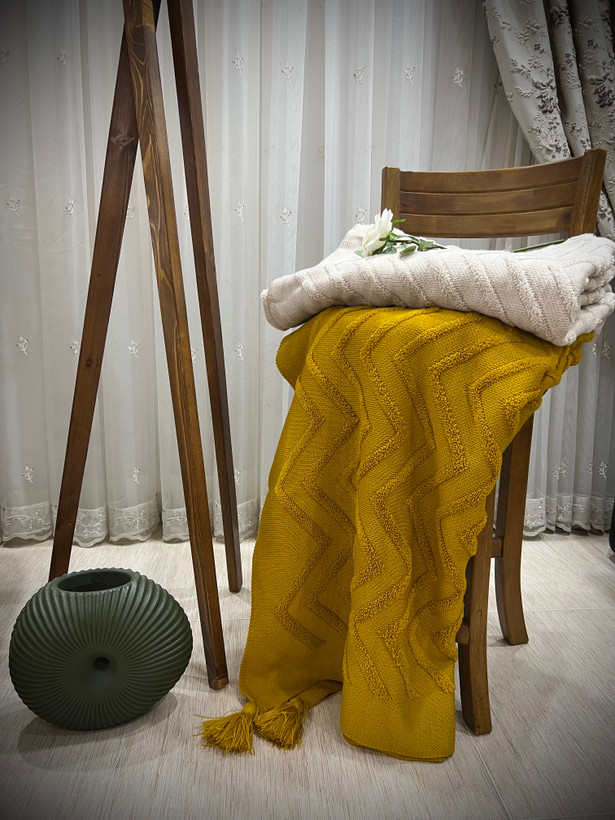 🌹شال مبل طرح پانچ برجسته تمام نخی اکرولیک از برند کاندیش🌹