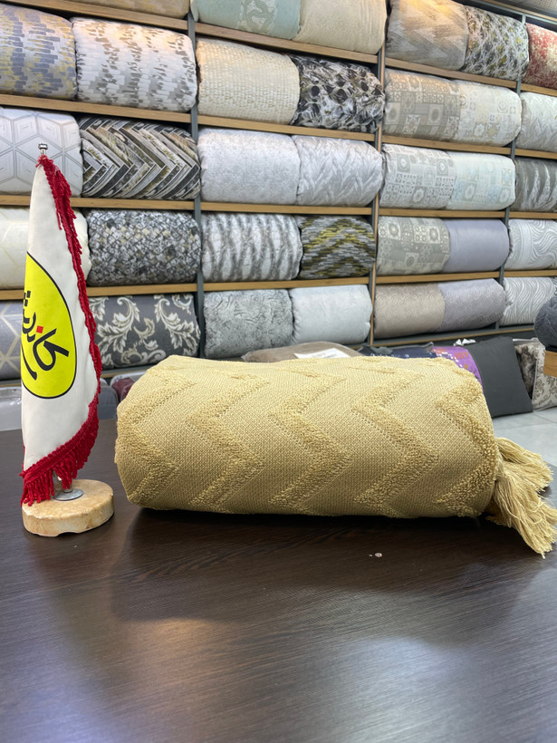 🛎️شال مبل ۳متری طرح پانچ برجسته نخی ۱۰۰٪ ازبرند کاندیش⭐️