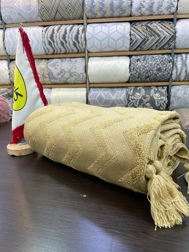 🛎️شال مبل ۳متری طرح پانچ برجسته نخی ۱۰۰٪ ازبرند کاندیش⭐️