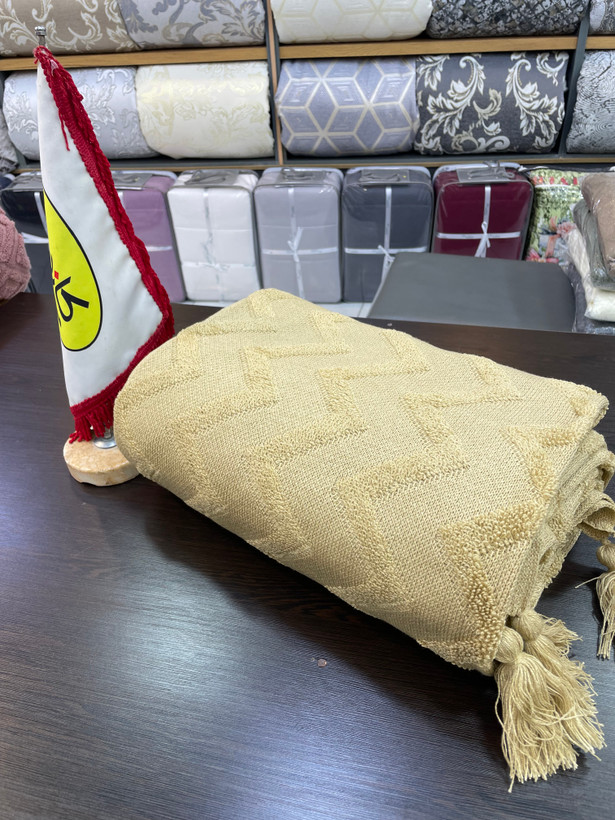 🛎️شال مبل ۳متری طرح پانچ برجسته نخی ۱۰۰٪ ازبرند کاندیش⭐️