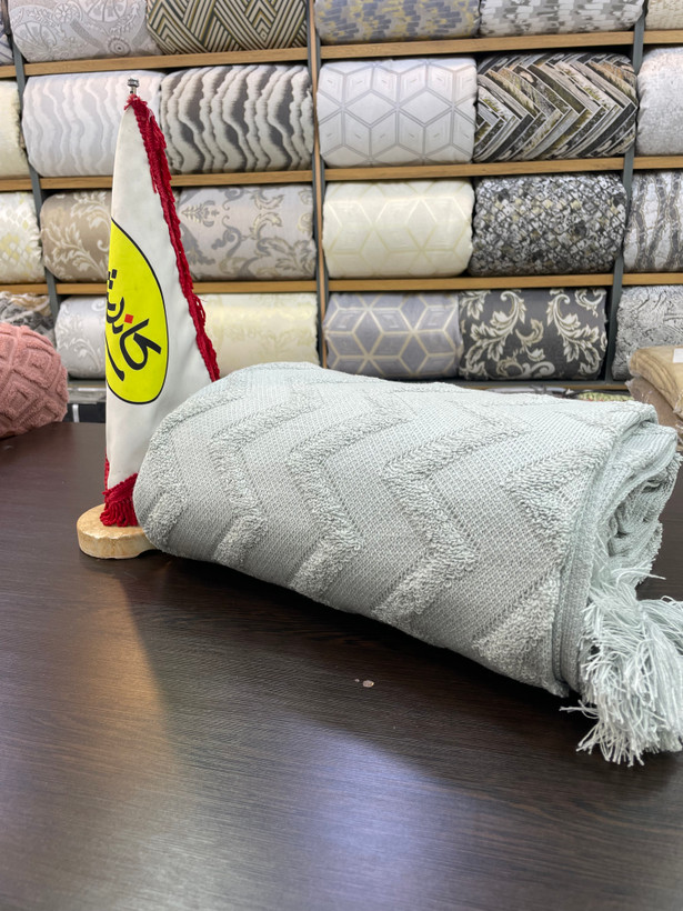 🛎️شال مبل ۳متری طرح پانچ برجسته نخی ۱۰۰٪ ازبرند کاندیش⭐️