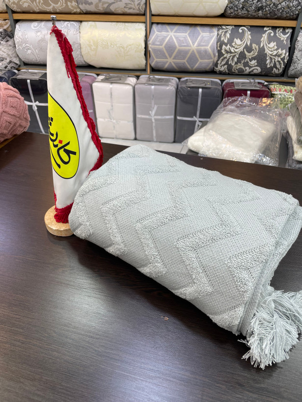 🛎️شال مبل ۳متری طرح پانچ برجسته نخی ۱۰۰٪ ازبرند کاندیش⭐️