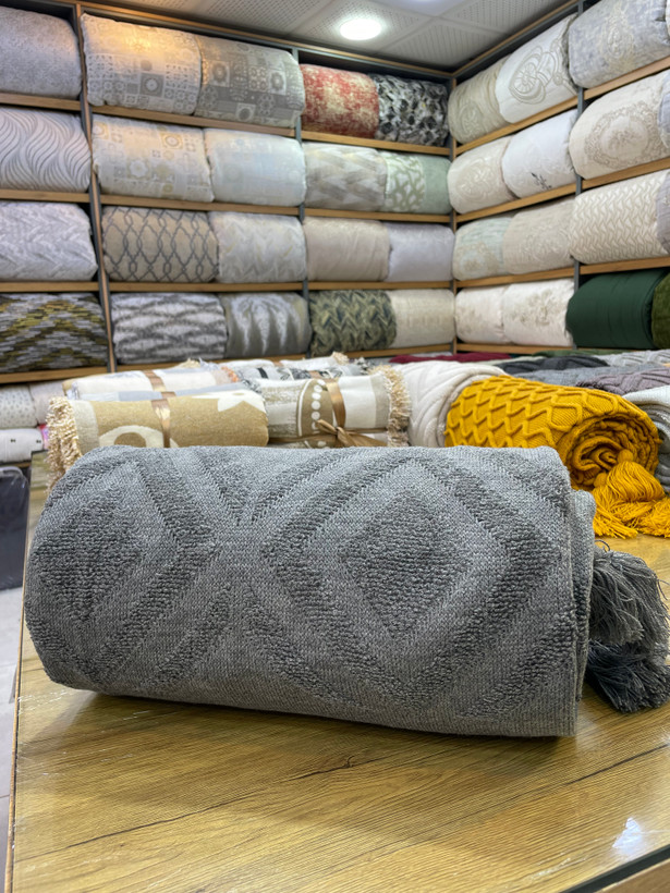 🛎️شال مبل ۳متری طرح پانچ برجسته نخی ۱۰۰٪ ازبرند کاندیش⭐️